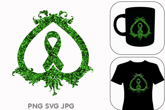 Cancer Symbol Awareness Green Ribbon Graphics for Content Creators