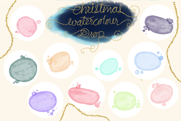 Christmas Watercolor Drop for Embroidery Projects