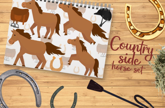 Country Side Horse Set: A Versatile Graphic Design Asset for Creative Projects