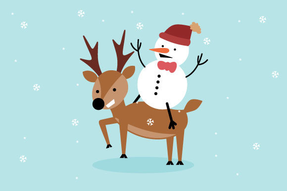Deer and Snowman: A Festive Graphic Design Asset for Crafts and Local Businesses
