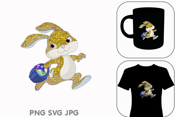 Golden Easter Bunny Rabbit Animal Graphics for Handmade Freebies