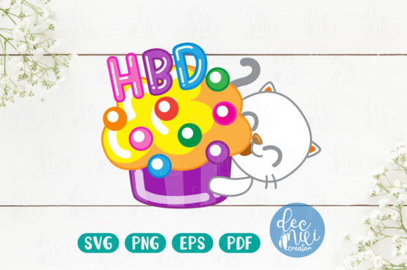 HBD White Cats: A Versatile Graphic Design Asset for Creative Projects