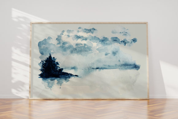 Lake Tree Watercolor Clipart: A Versatile Graphic Design Freebie